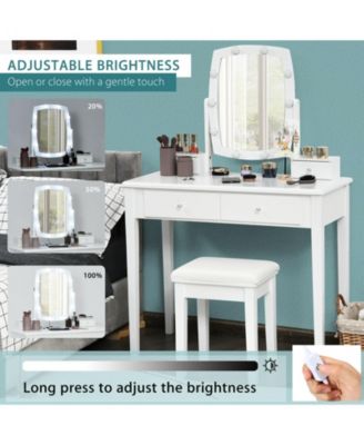 Vanity Table Set with Lighted Mirror for Bedroom and Dressing Room
