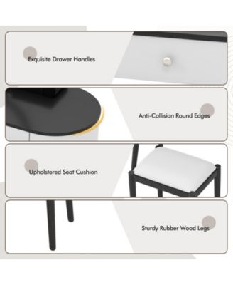 Makeup Vanity Table Set with LED Mirror and 3 Spacious Drawers