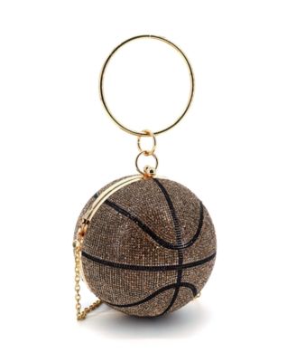 Dribble Small Rhinestone Basketball Clutch Bag