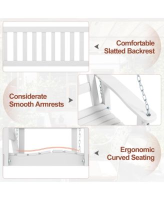 Wooden Porch Swing 2-Person Hanging Swing Chair w/ Adjustable Galvanized Metal Chains