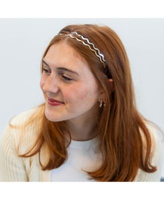 Wavy Metallic Headband Set - Gold + Silver