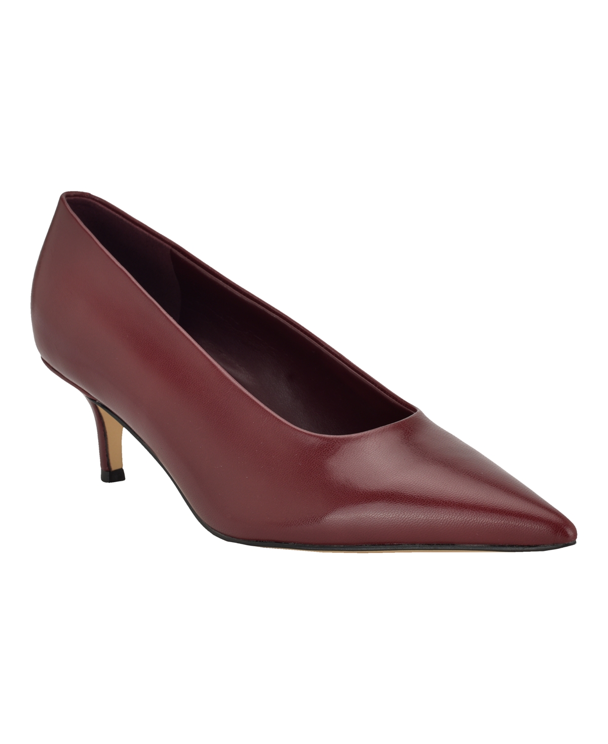Calvin Klein Voneta Pointed Toe Kitten Heel Pump In Red