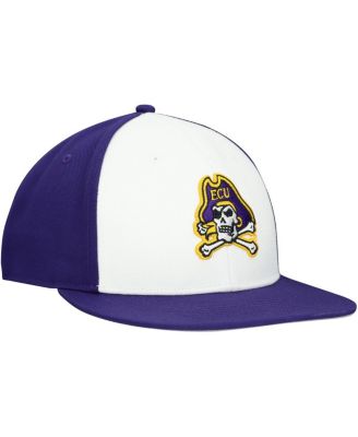 Men's White/Purple ECU Pirates On Field Fitted Hat