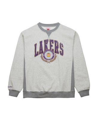 Men's Heather Gray Los Angeles Lakers Vintage Logo Pullover Sweatshirt