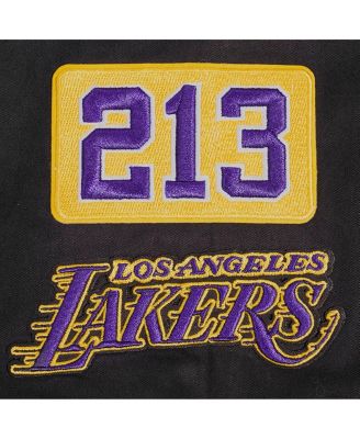 Men's Black Los Angeles Lakers Area Code Twill Full-Zip Jacket