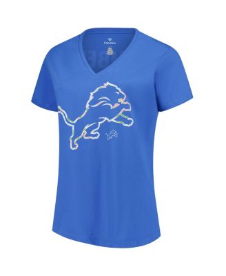 Women's Blue Detroit Lions Plus Size Mother's Day Floral V-Neck T-Shirt