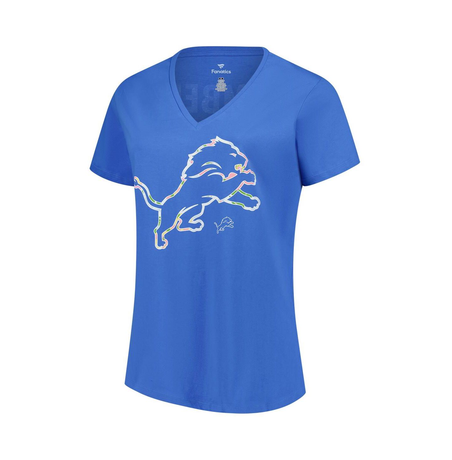 Женская футболка Fanatics Blue Detroit Lions Plus Size Mother's Day Floral V-Neck — фото 2
