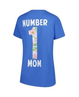 Women's Blue Detroit Lions Plus Size Mother's Day Floral V-Neck T-Shirt
