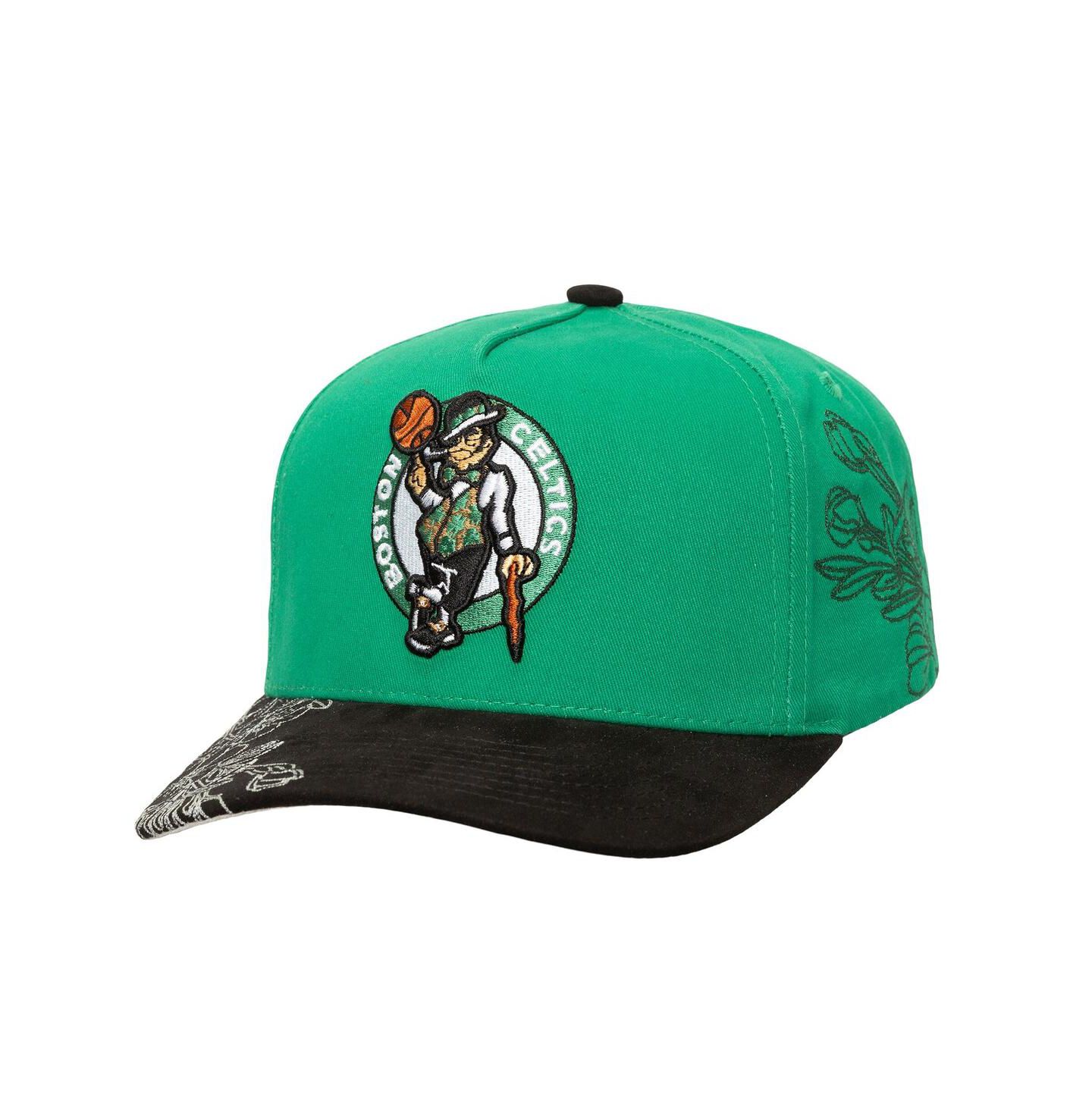 Мужская кепка Mitchell & Ness Kelly Green/Black Boston Celtics May Flowers Adjustable Hat — фото 1