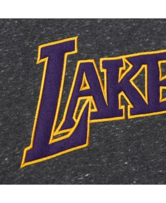 Men's Black Los Angeles Lakers Mitchell & Ness Black Out Collection Snow Washed Vintage Logo Pullover Sweatshirt