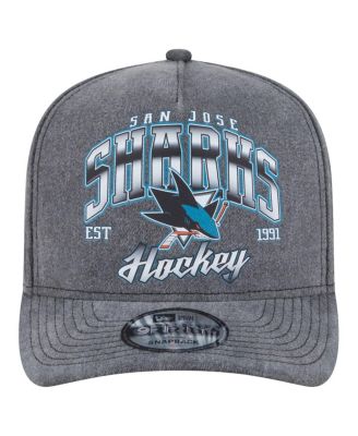 Men's Charcoal San Jose Sharks Throwback Washed A-Frame Pre-Curved 9FIFTY Snapback Hat