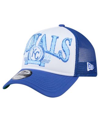 New Era - Men's Royal Kansas City Royals Distressed 9FORTY A-Frame Adjustable Trucker Hat