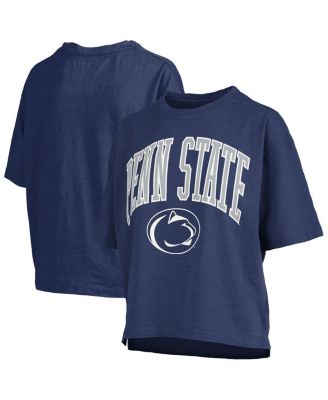 Pressbox - Women's Navy Penn State Nittany Lions Nelson Arch Over Logo Waist Length Oversized Slub T-Shirt