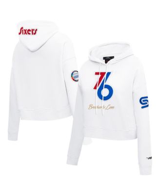 Pro Standard - Women's White Philadelphia 76ers 2024/25 City Edition Chenille Applique Cropped Pullover Hoodie