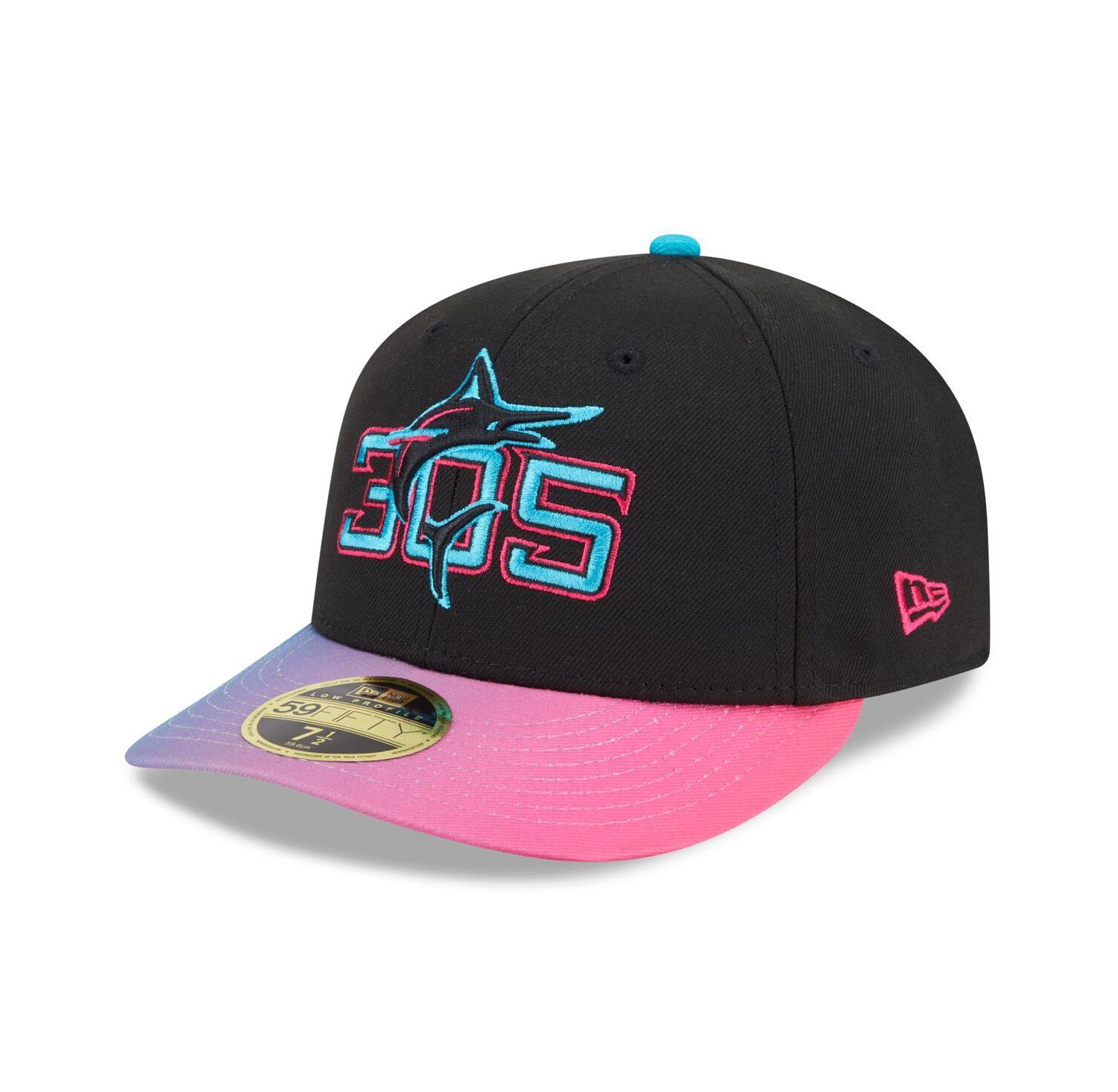Men's Black/Pink Miami Marlins 2025 City Connect Low Profile 59FIFTY Fitted Hat