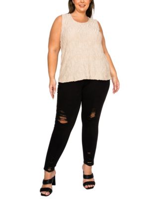 Plus Size Spiral Wave Texture Tank Top