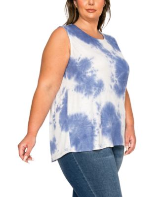 Plus Size Tie Dye Button Back Tank Top