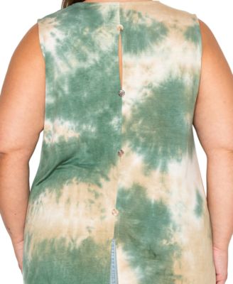 Plus Size Tie Dye Button Back Tank Top