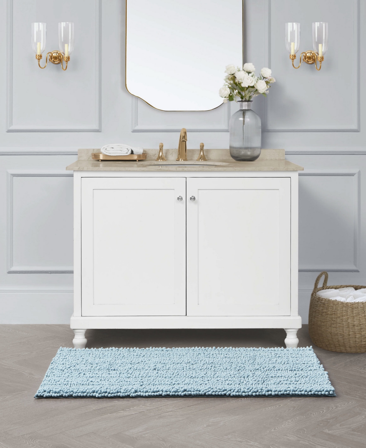Laura Ashley Astor Chenille Bath Mat, 27" X 45"