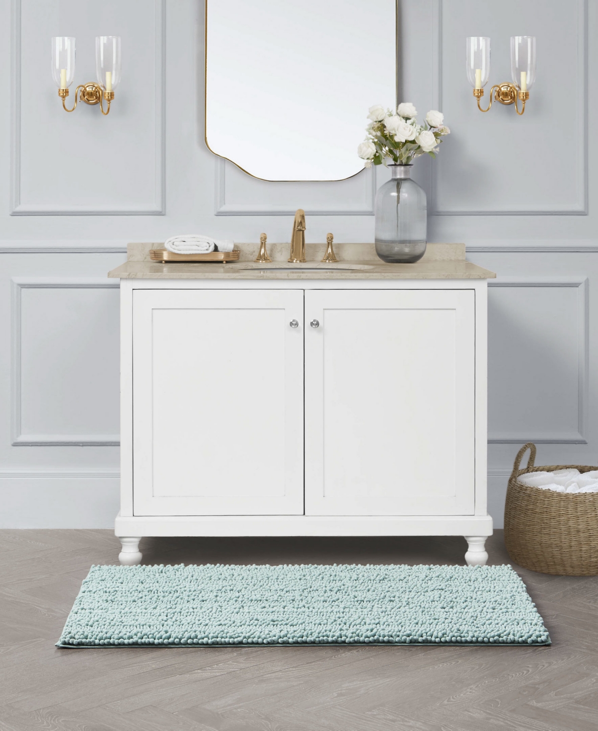 Laura Ashley Astor Chenille Bath Mat, 27" X 45"