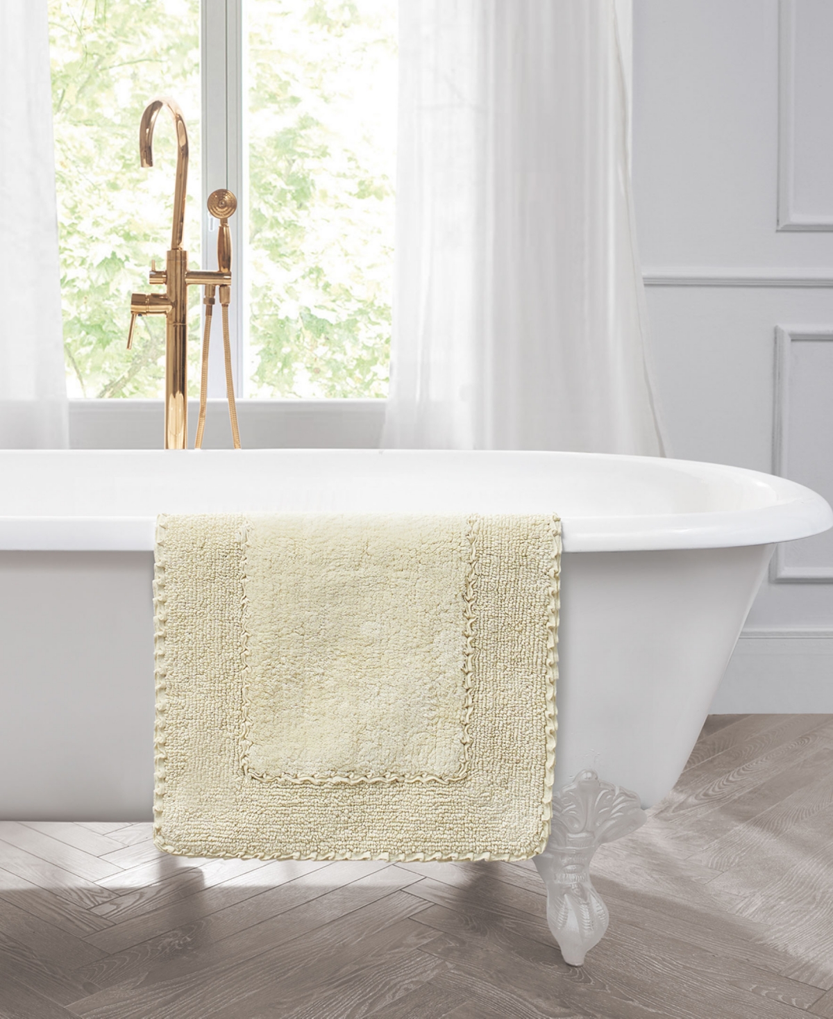 Laura Ashley Cotton Ruffled Bath Rug, 27" X 45"