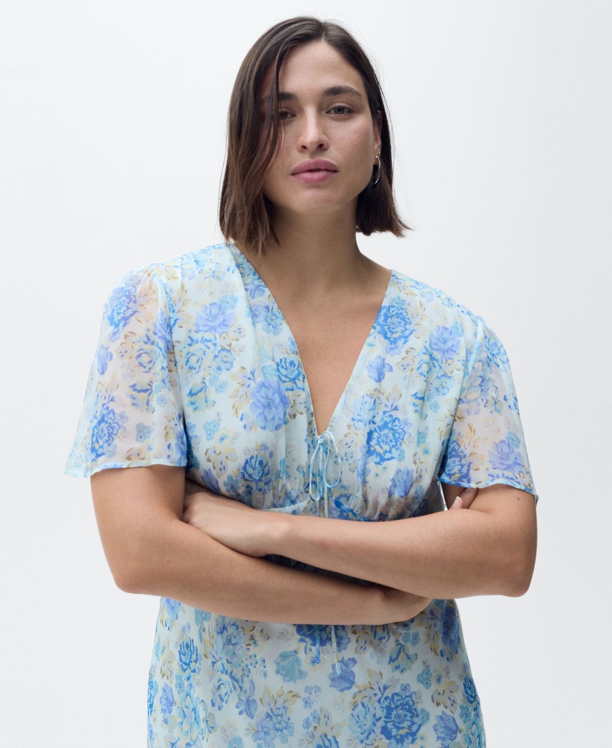 Shop Mango Women's Short Sleeves Floral Dress
