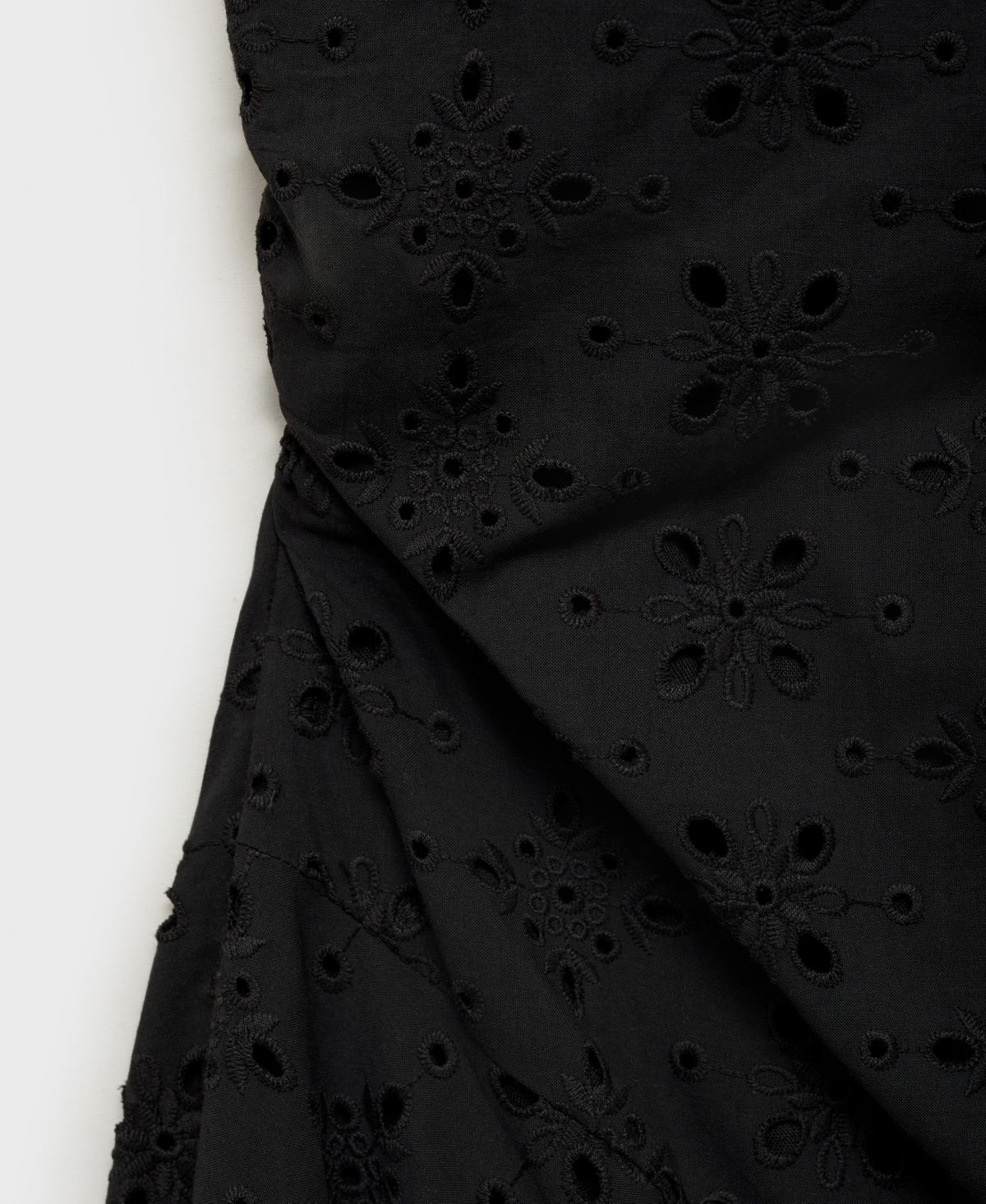Mango Eyelet Gathered Cinched Waist A Line Dress With Cut Out Back Detail