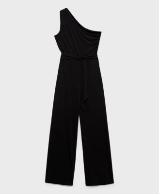 MANGO - Women's Asymmetric Belt Jumpsuit