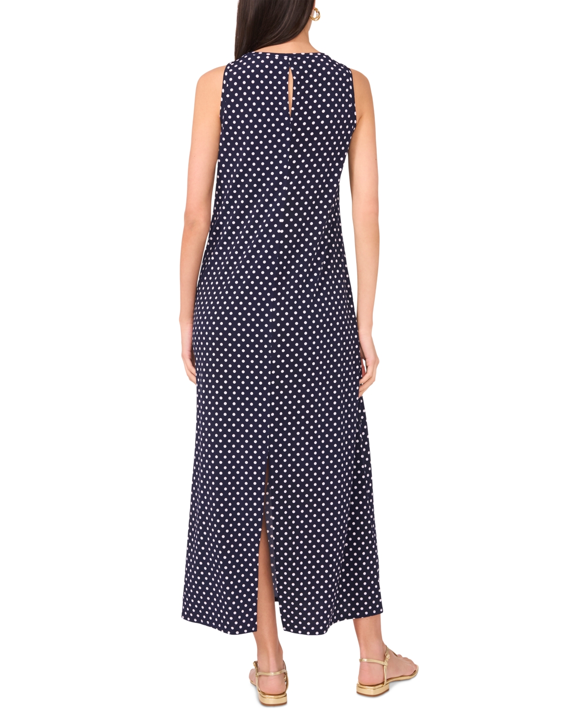 Vince Camuto Polka Dot Keyhole Back Maxi Dress In Blue