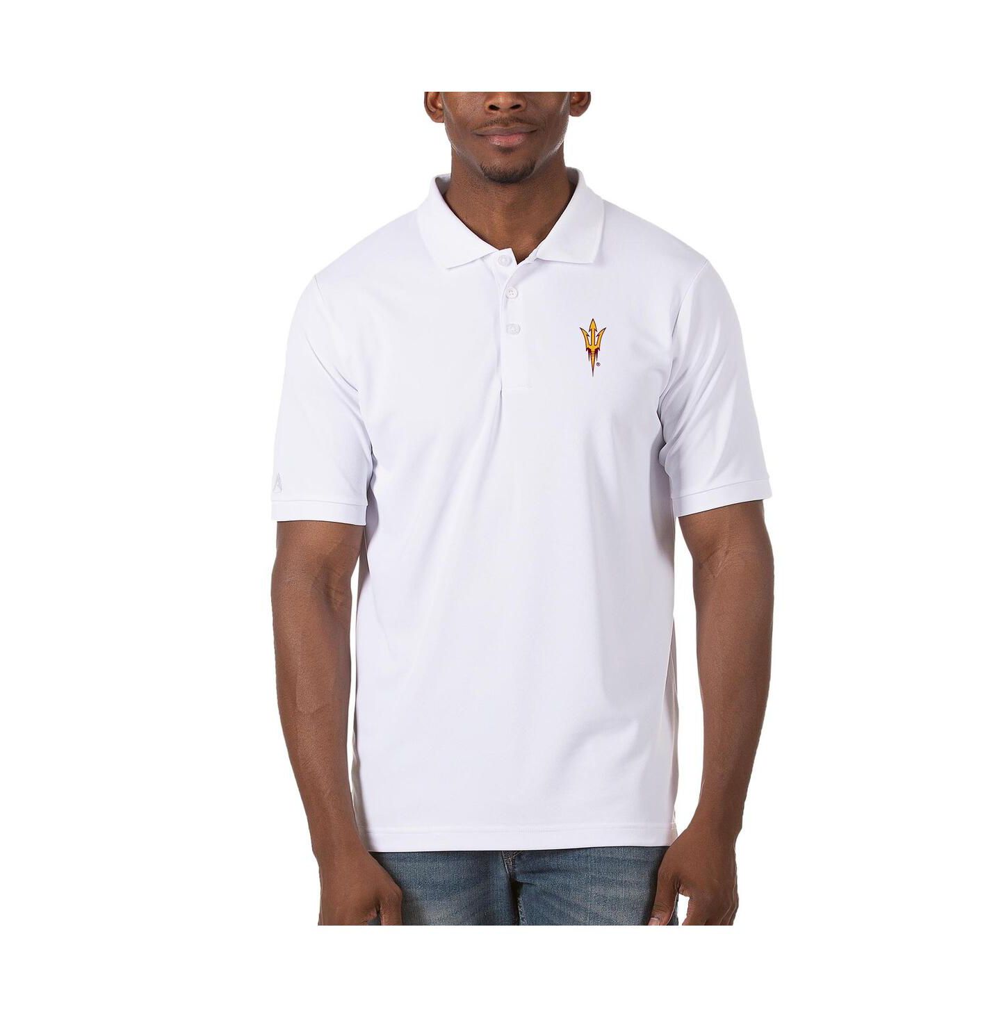 Мужское поло Antigua White Arizona State Sun Devils Legacy Pique Polo Shirt — фото 1
