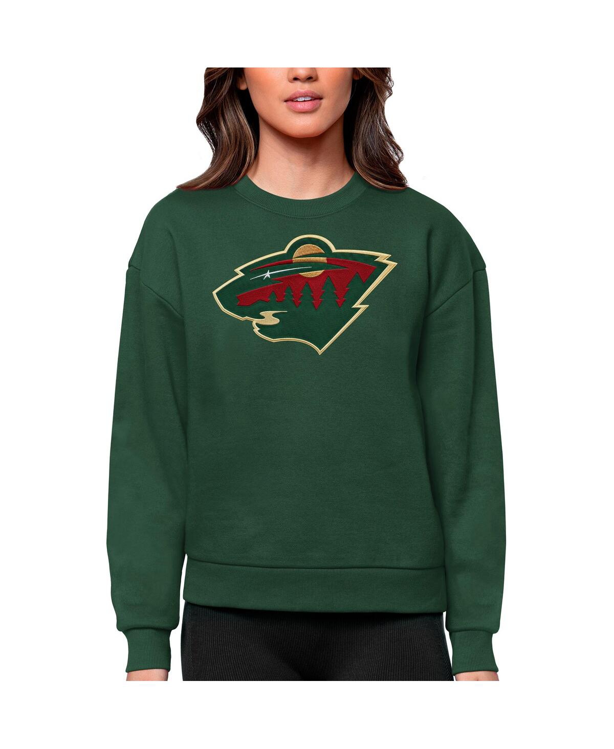 Women's Green Minnesota Wild Primary Logo Team Logo Victory Crewneck Pullover Sweatshirt - Green