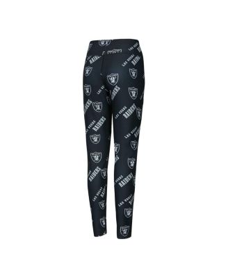 Women's Black Las Vegas Raiders Breakthrough Allover Print Knit Sleep Leggings