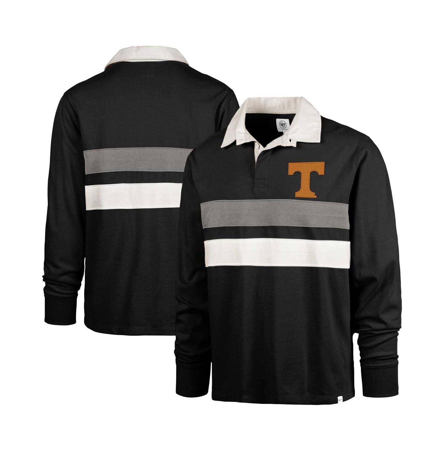 Мужское поло '47 Brand Black Tennessee Volunteers Clubhouse Knox Thames Rugby Long Sleeve Polo — фото 1