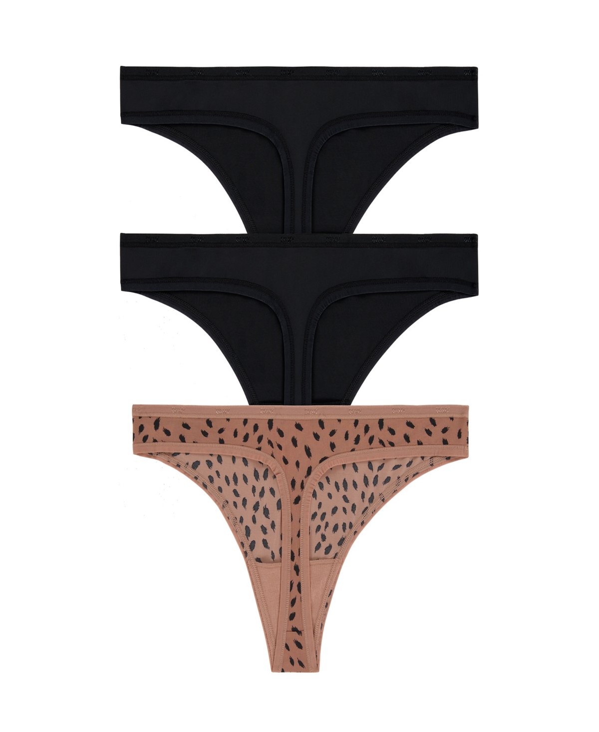 Women's Micro Thong Underwear 3 Pack - BlackAnimalPrt