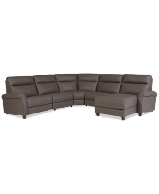 Thandler 5-Pc. Leather Chaise Sectional with 2 Power Recliners