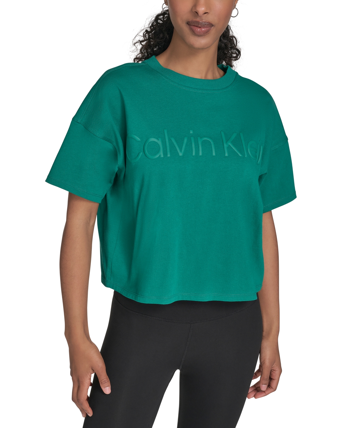 Calvin Klein Performance Women's Cotton Raised Logo Cropped T-shirt