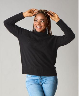 Women's Itch-Free Merino Wool Mock Neck Sweater with Lining