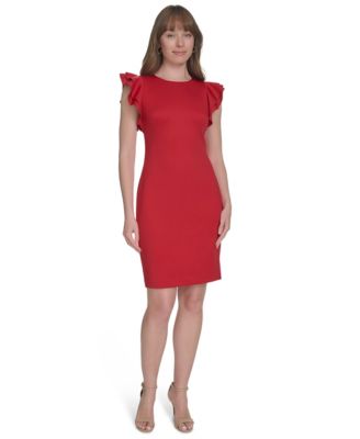 Tommy Hilfiger - Women's Ruffle-Sleeve Sheath Dress