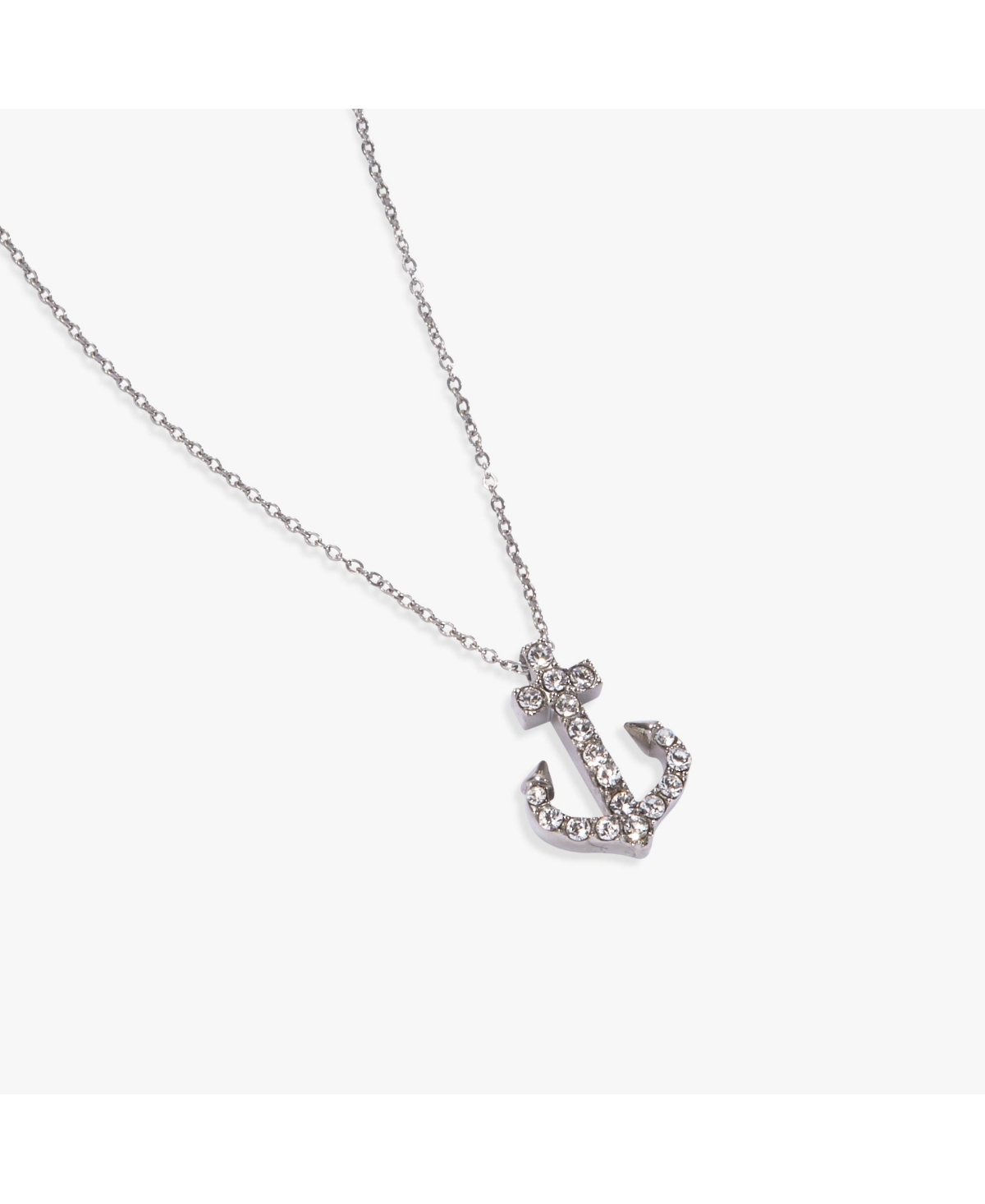 Pave Anchor Pendant - Silver