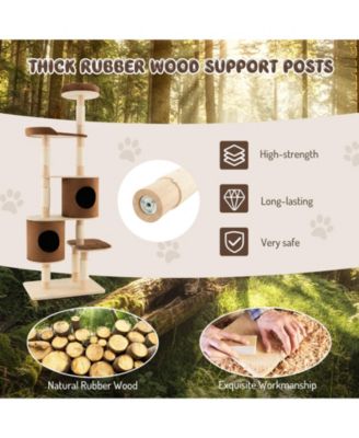 SUGIFT 6-Tier Wooden Cat Tree with 2 Removable Condos Platforms and Perch