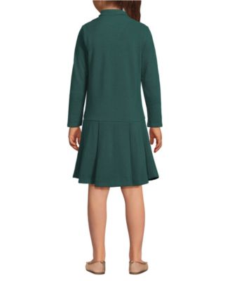 School Uniform Girls Long Sleeve Mesh Pleated Polo Dress