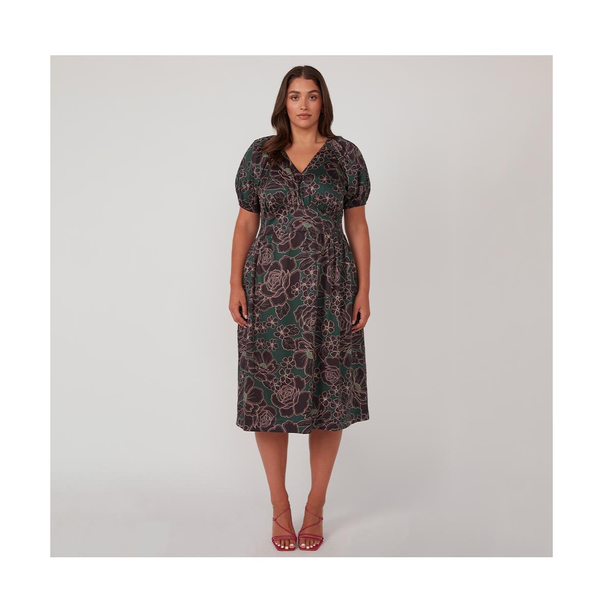 Wildfloral Cotton Midi Dress - Print