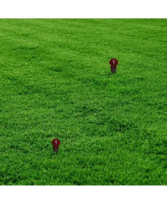 Durable Discus & Shot Put Markers (Set of 10) Essential Track and Field Equipment, Spiked Tips for Secure Placement, High Visibility, Robust Metal Construction for Competitions and Training (Red)