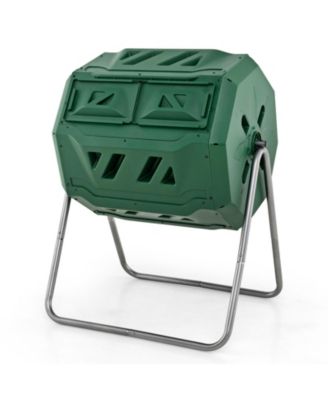 43 Gallon Composting Tumbler Compost Bin with Dual Rotating Chamber