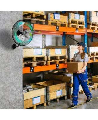 20 Inch Industrial 3-Speed Oscillating Wall Fan with Aluminum Blades for Shop, Garage, Warehouse & Factory Wall Mount Fan