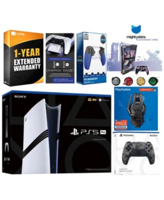 Pro bundle with extra controller, Plantronics headset, trigger stop kit, dual charge dock, MightySkins voucher, 1-yr warranty console