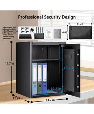 (14.2"x12.99"x19.7")1.8 Cubic Feet Security Home Safe with Digital Keypad & Fireproof Bag, Fire-Resistant Security Box for Jewelry, Cash, Guns