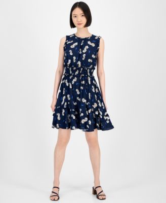 Tommy Hilfiger - Women's Daisy-Print Smocked-Waist Dress