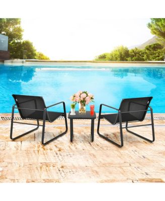 3PCS Patio Bistro Set Conversation Furniture Set w/ Fast-Drying Fabric