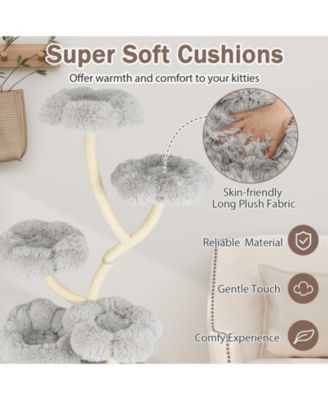 Freestanding Cat Tower with four Flower-shaped Platforms and Sisal Scratching Posts